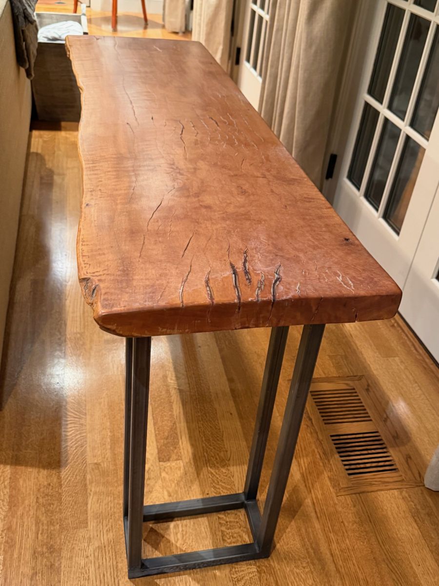 Water damage to table from an ice dam