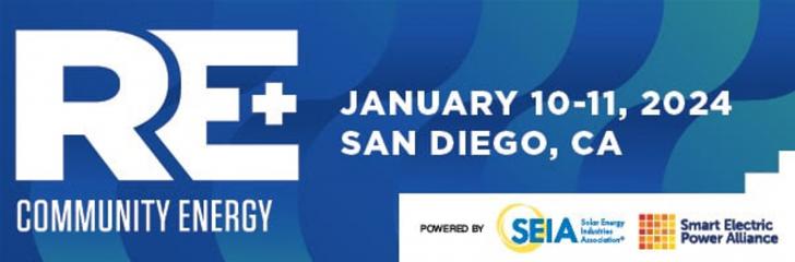 RE+ Community Energy, January 10-11, 8am-9pm PST, San Diego, California -  Green Building Events - Rate It Green