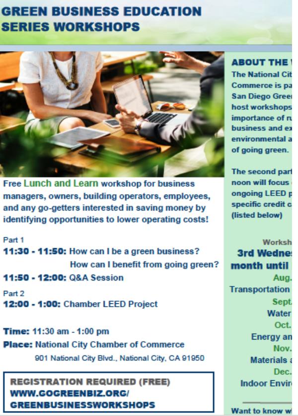 National City Chamber of Commerce: Green Business Education Series, No