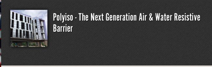 WEBINAR - Polyiso - The Next Generation Air & Water Resistive Barrier, April 9