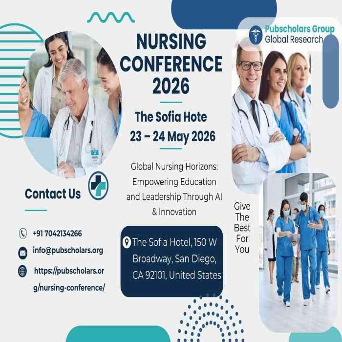 The event offers an academic venue for the sharing of ideas, the encouragement of cooperation, and the investigation of new developments in patient care and nursing science on May 23–24, 2026, at The Sofia Hotel, located at 150 W Broadway, San Diego, CA 9