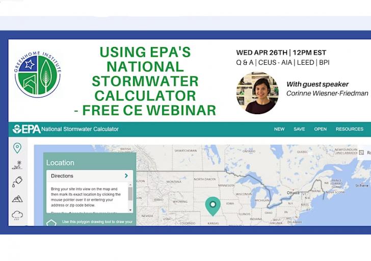 Free CE Webinar, Using EPA's National Stormwater Calculator, April 26,