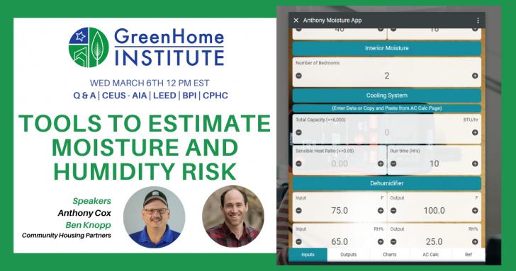 Free Webinar: Tools to estimate moisture and humidity risk, March 6