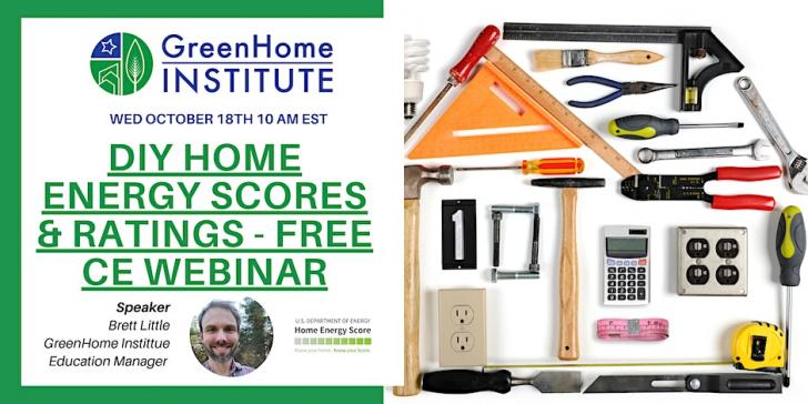 Free CE Webinar: DIY Home Energy Scores & Ratings, October 18