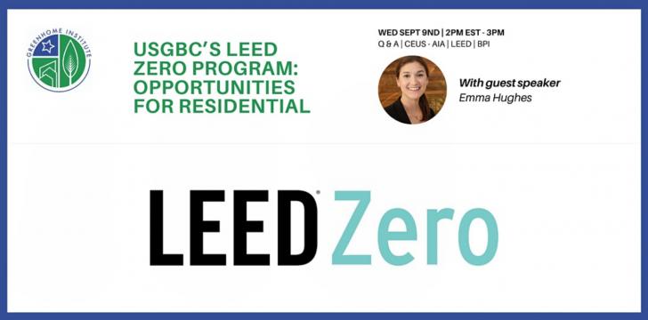 Webinar: USGBC’s LEED Zero Program, Green Building