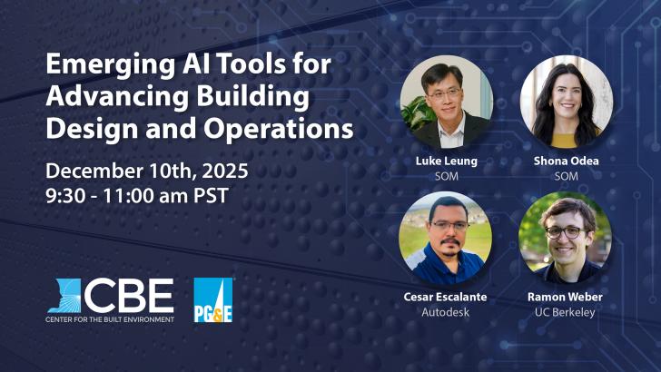 Free Webinar: Emerging AI Tools for Advancing Building Design and Operations, December 10, 9:30 – 11:15 am PT
