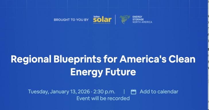 Free Webinar: Regional Blueprints for America's Clean Energy Future, January 14, 1 am