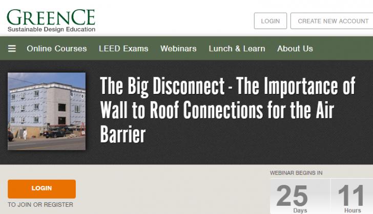 Free Webinar: The Big Disconnect - The Importance of Wall to Roof Connections for the Air Barrier, September 27