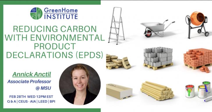 Free Webinar: Reducing Carbon with Environmental Product Declarations (EPDS), February 28