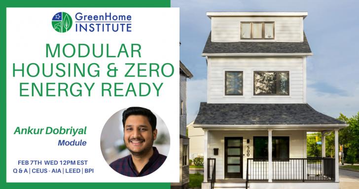 Free CE Webinar: Modular housing & Zero Energy Ready, February 7