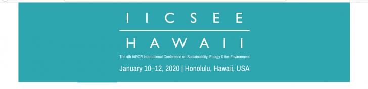 The 4th IAFOR International Conference on Sustainability, Energy & the Environment, January 10-12, Hawaii