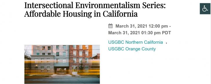 Online: Intersectional Environmentalism Series: Affordable Housing in California