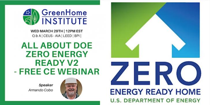 Free Webinar: All about DOE Zero Energy Ready v2, March 29