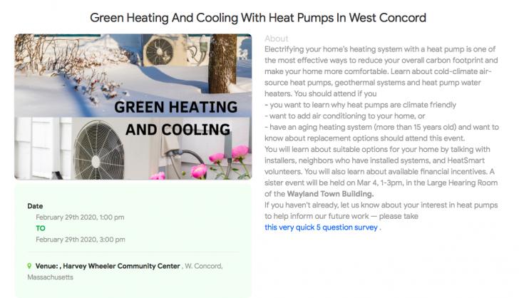 Green Heating And Cooling With Heat Pumps In West Concord, February 29, MA