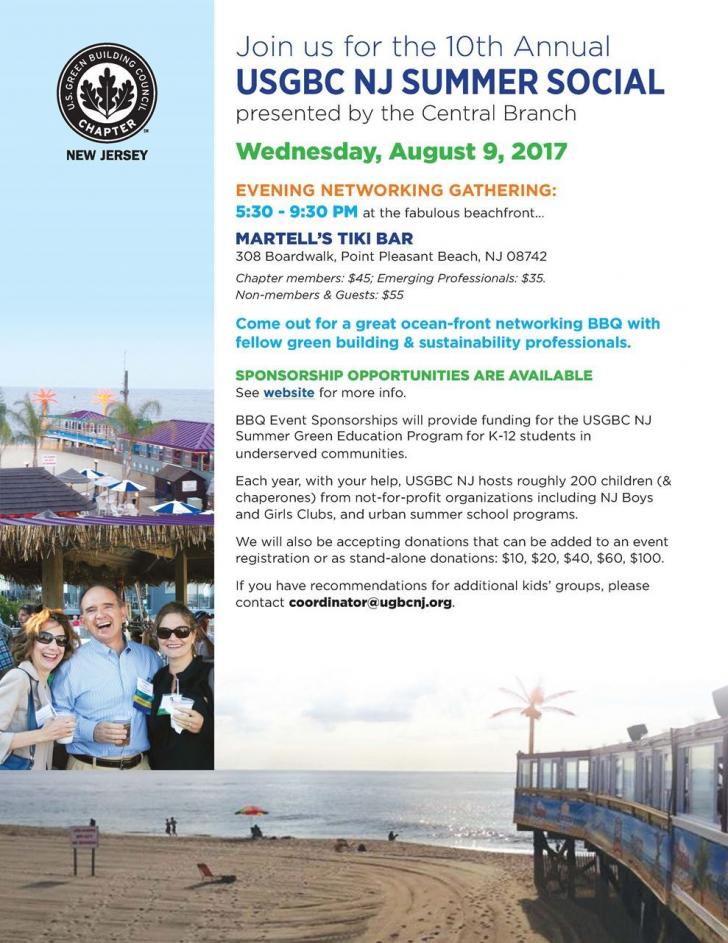 10th Annual USGBC NJ Summer Social, August 9