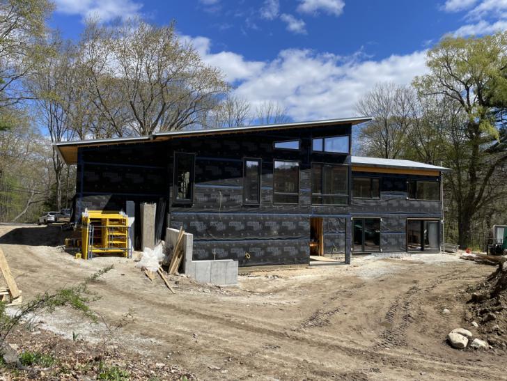 Under Construction Single Family Home, Being Built for Passive House Certification, May 22, Sherborn, Massachusetts