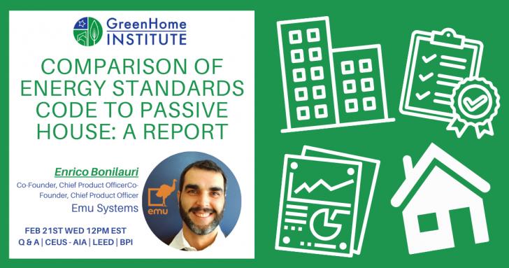 Free Webinar: Comparison of Energy Standards Code to Passive house: A Report, February 21