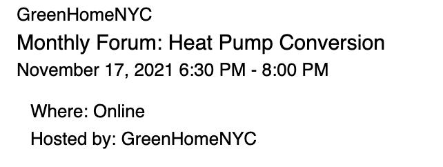 heat pumps, energy efficiency, GreenHomeNYC