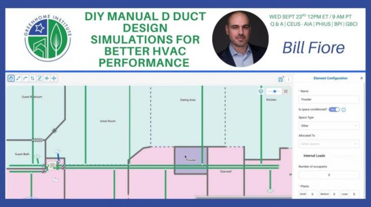 Free Webinar: DIY Manual D Duct Design Simulations for better HVAC performance, September 23, 12 pm ET