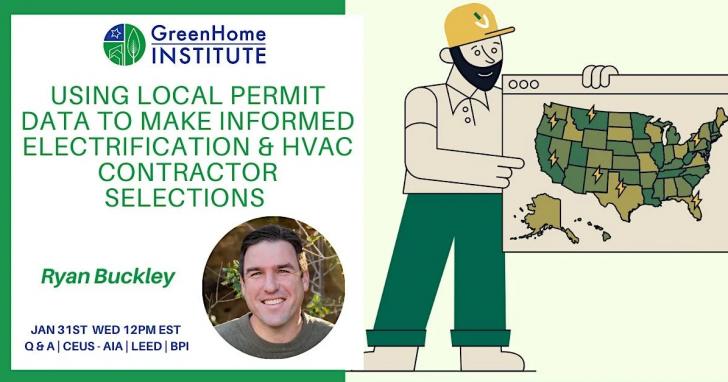Free CE Webinar: Using local permit data to make informed electrification & HVAC contractor selections, January 31